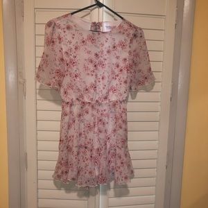 Pink Lily Floral Romper-Size Small